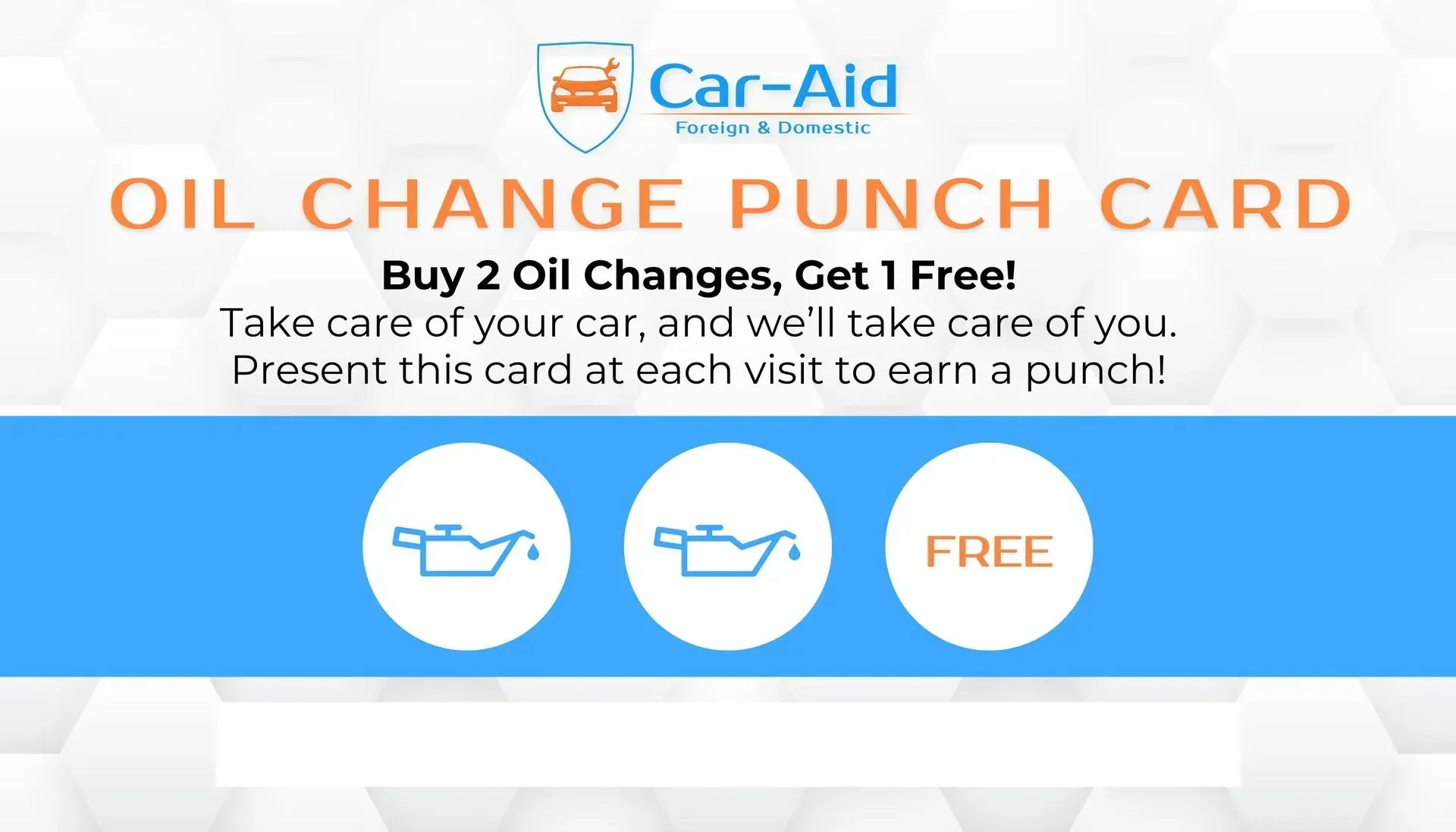 Oil Change Punch Card