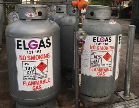 Elgas bottles in storage on the Sunshine Coast