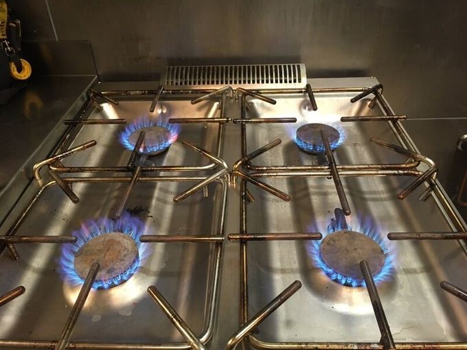 Gas cookers in a commercial kitchen on the Sunshine Coast