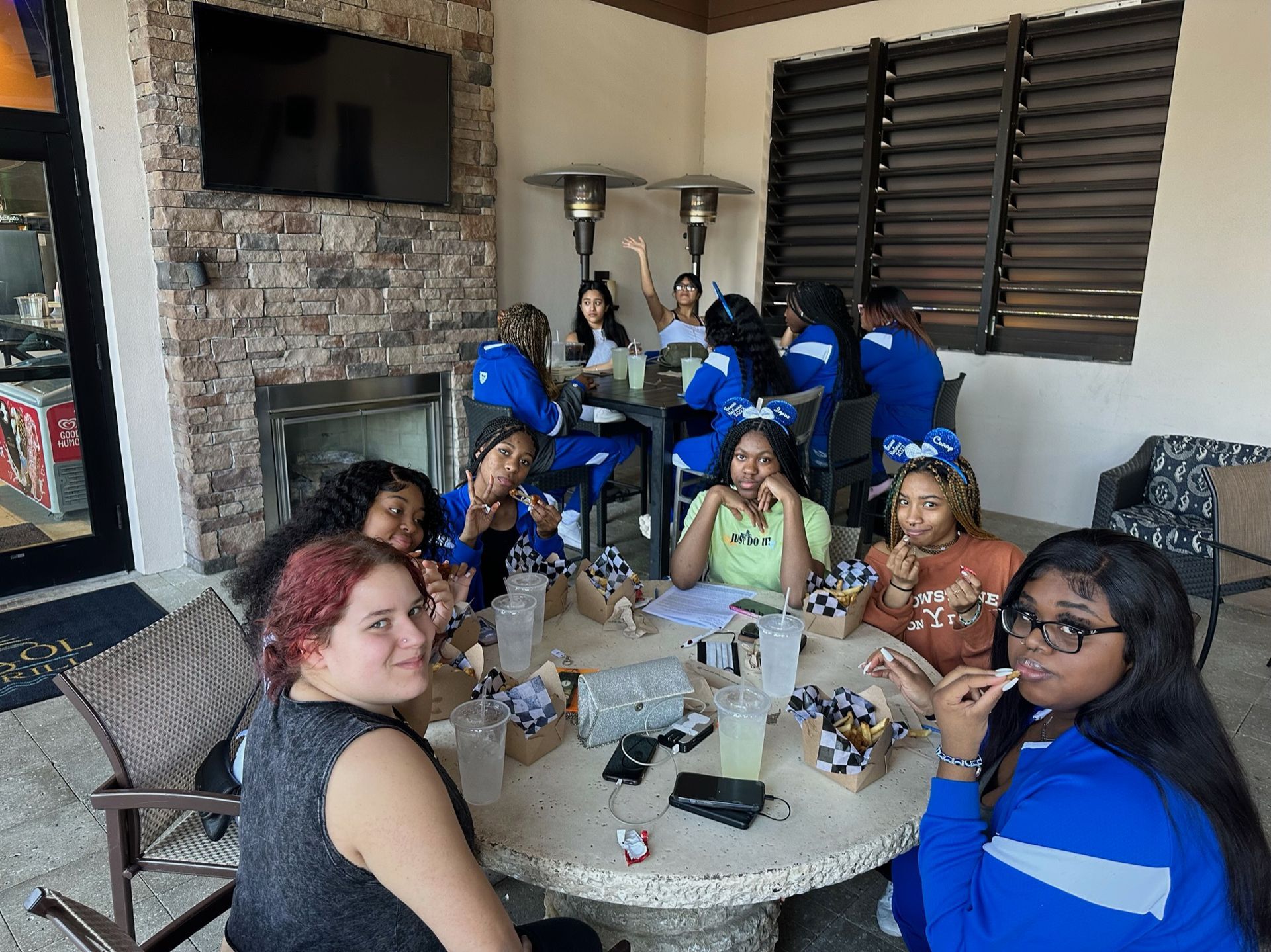 Cheerleaders on break during Nationals weekend