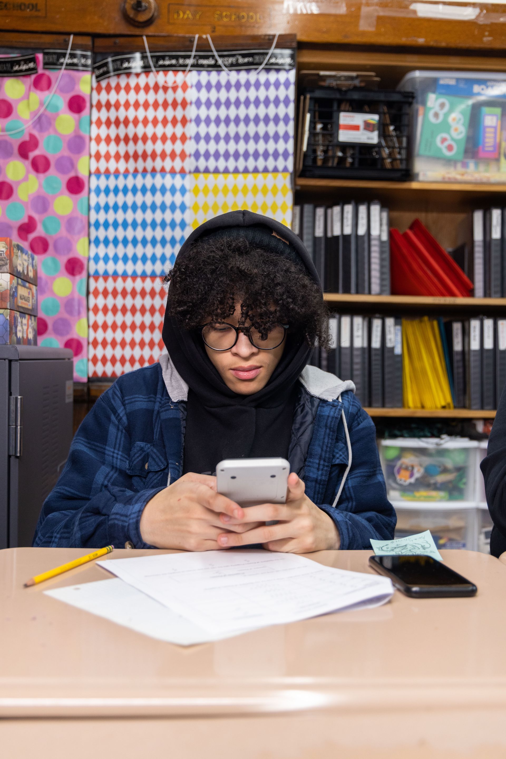 A student working on classwork