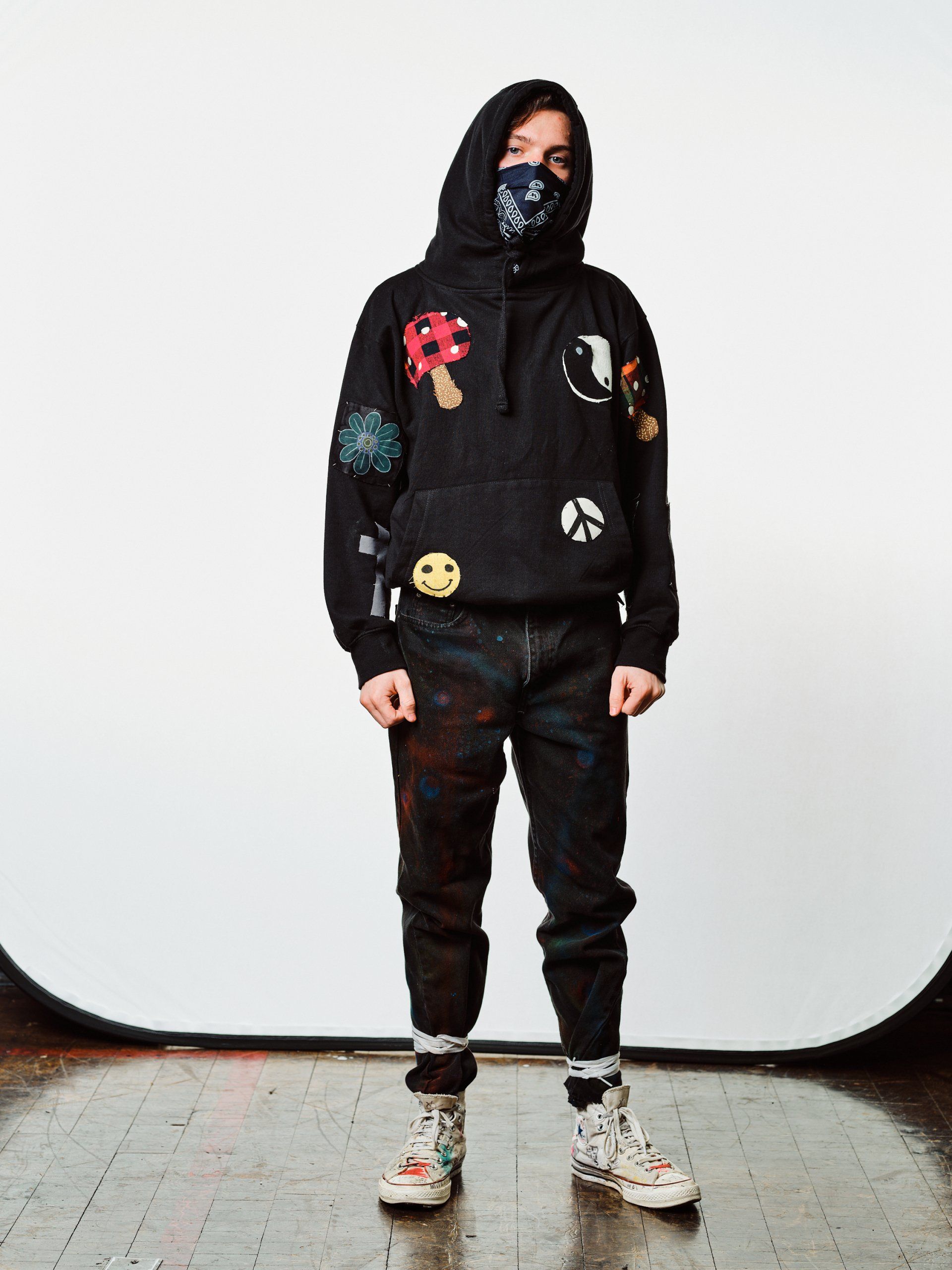 Model in hand-made garment at the 2022 Sustainable Fashion Show at New Design High School. Photo by Christian Rodriguez