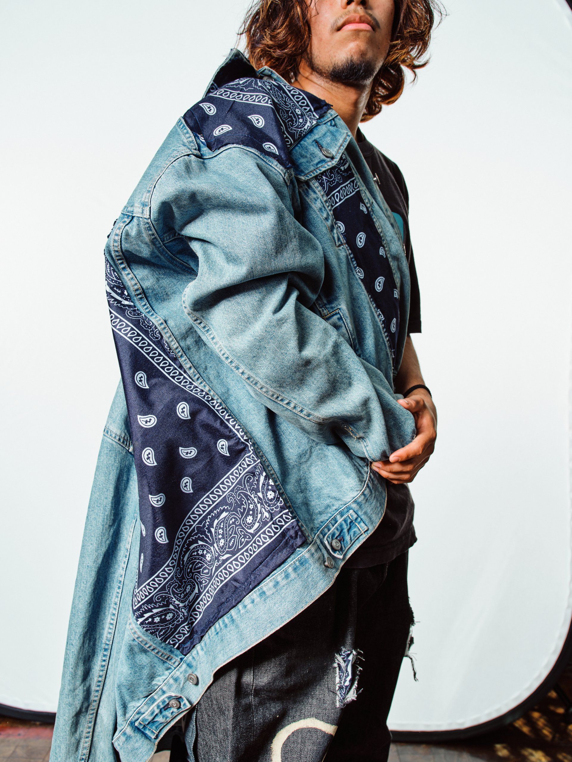 Model in hand-made garment at the 2022 Sustainable Fashion Show at New Design High School. Photo by Christian Rodriguez