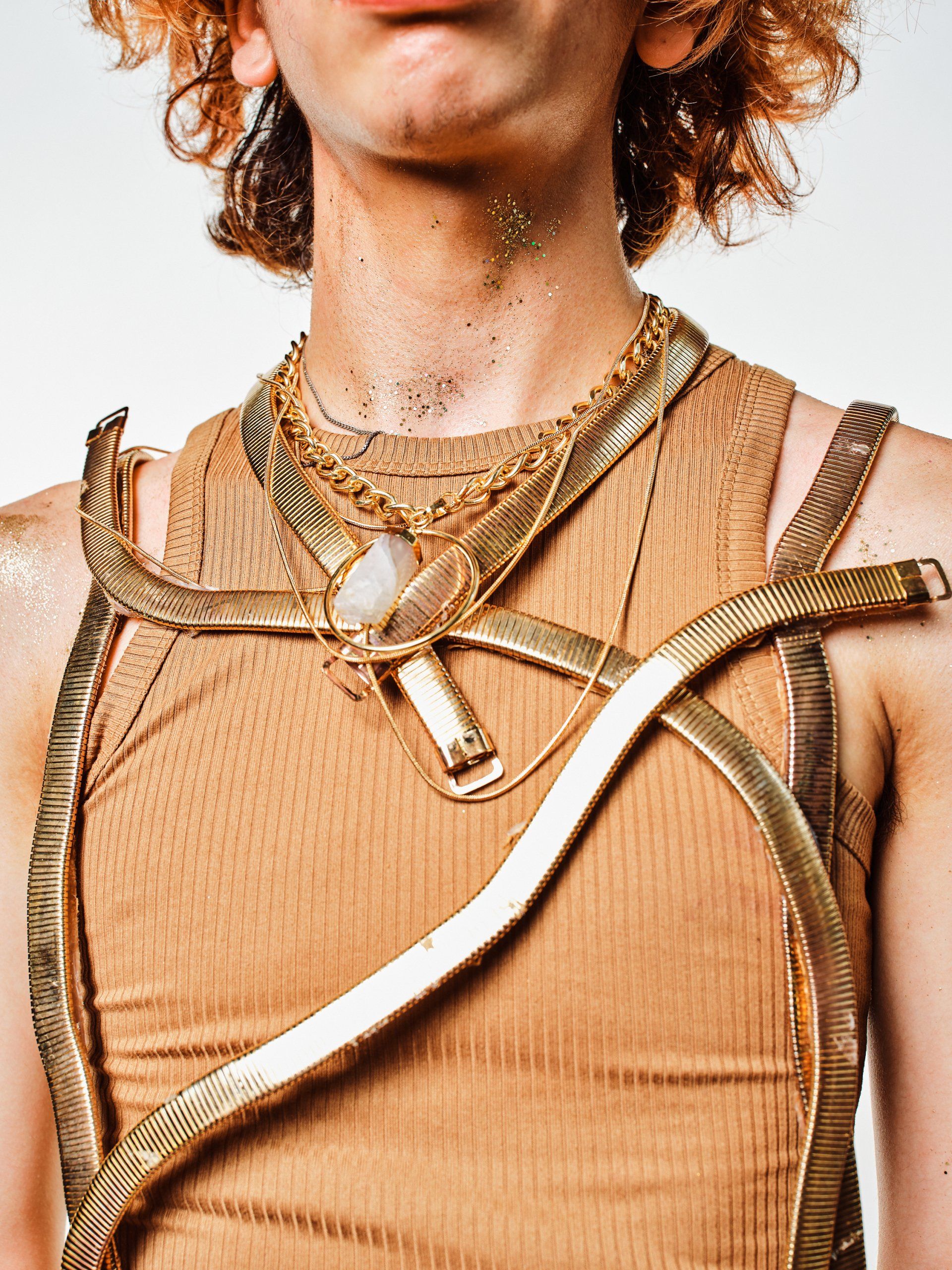 Model in hand-made garment at the 2022 Sustainable Fashion Show at New Design High School. Photo by Christian Rodriguez