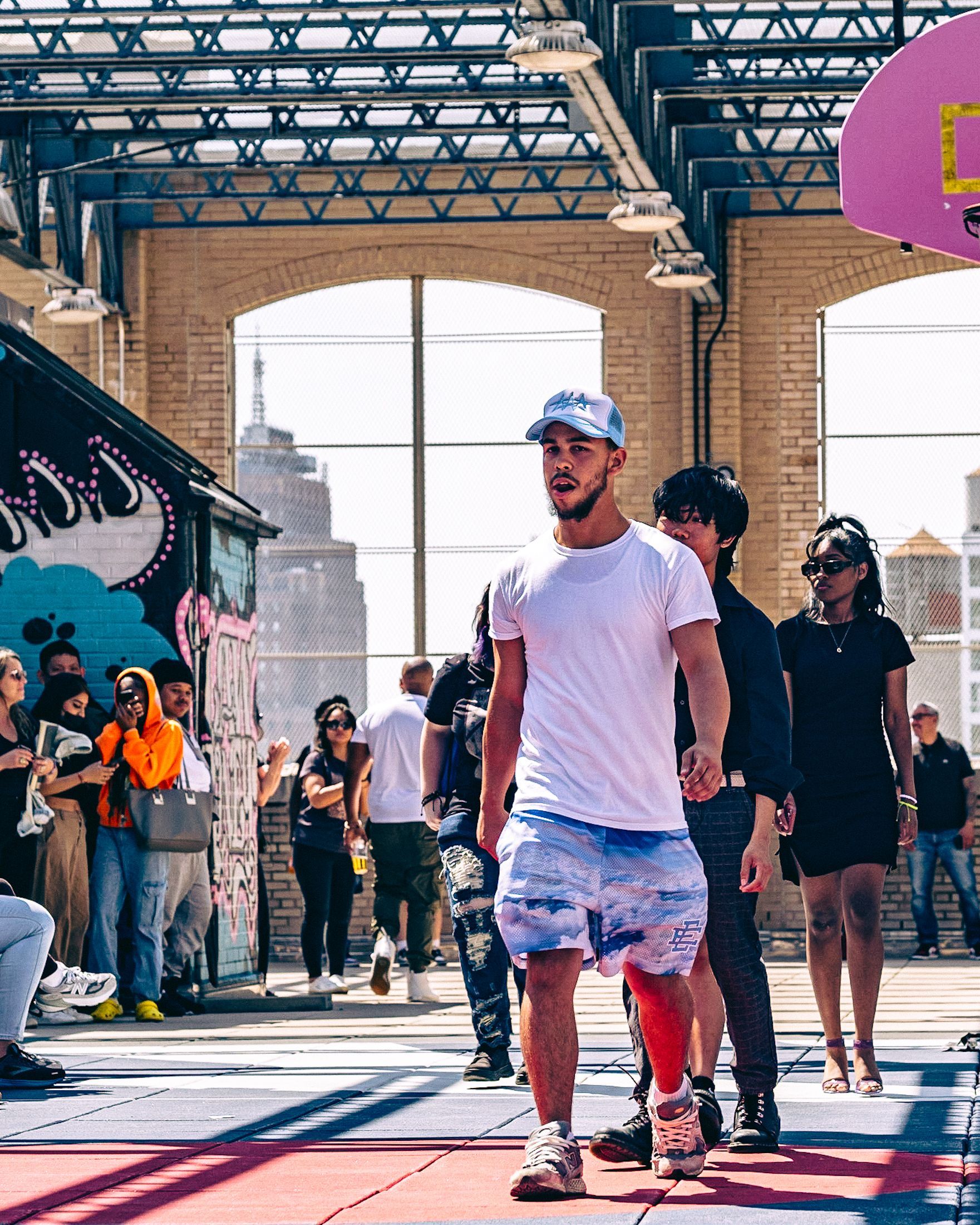 Model in hand-made garment at the 2023 Sustainable Fashion Show at New Design High School. Photo by Luis Suarez