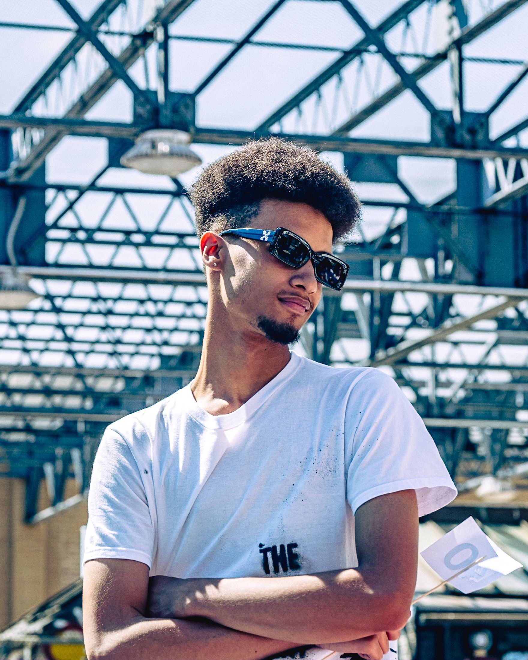 Model in hand-made garment at the 2023 Sustainable Fashion Show at New Design High School. Photo by Luis Suarez