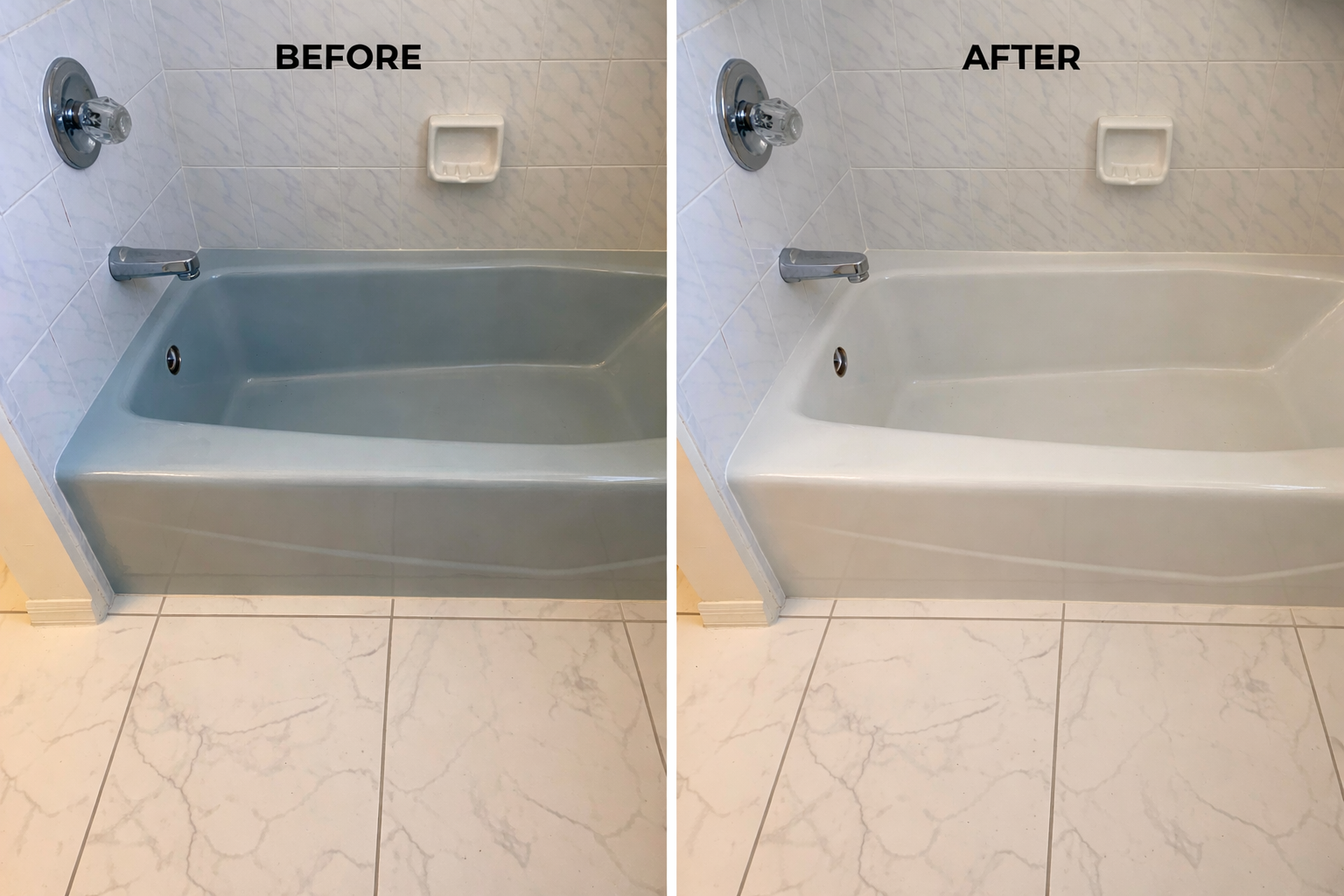 Real bathtub refinishing job before and after