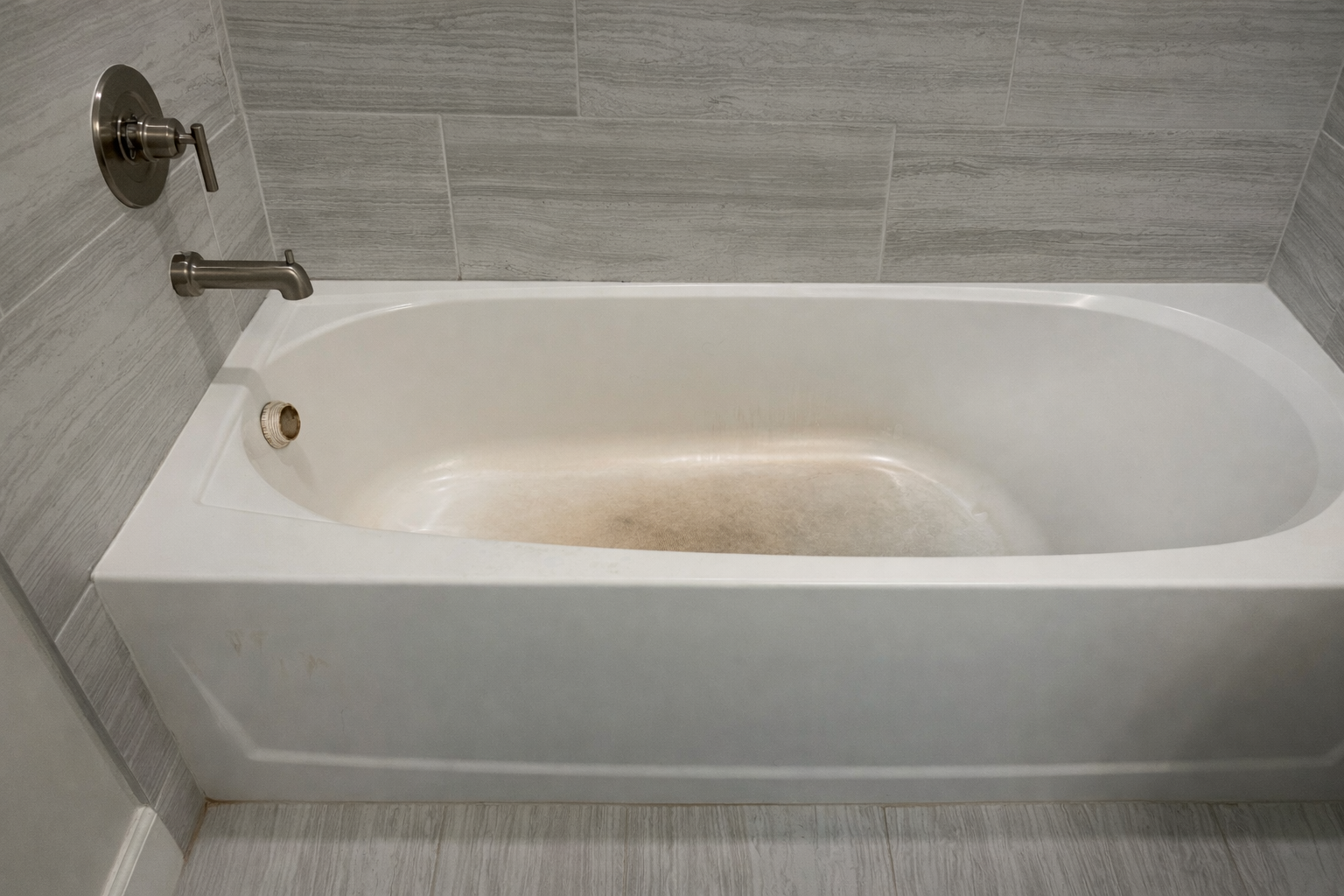 Clean, like-new bathtub after professional refinishing