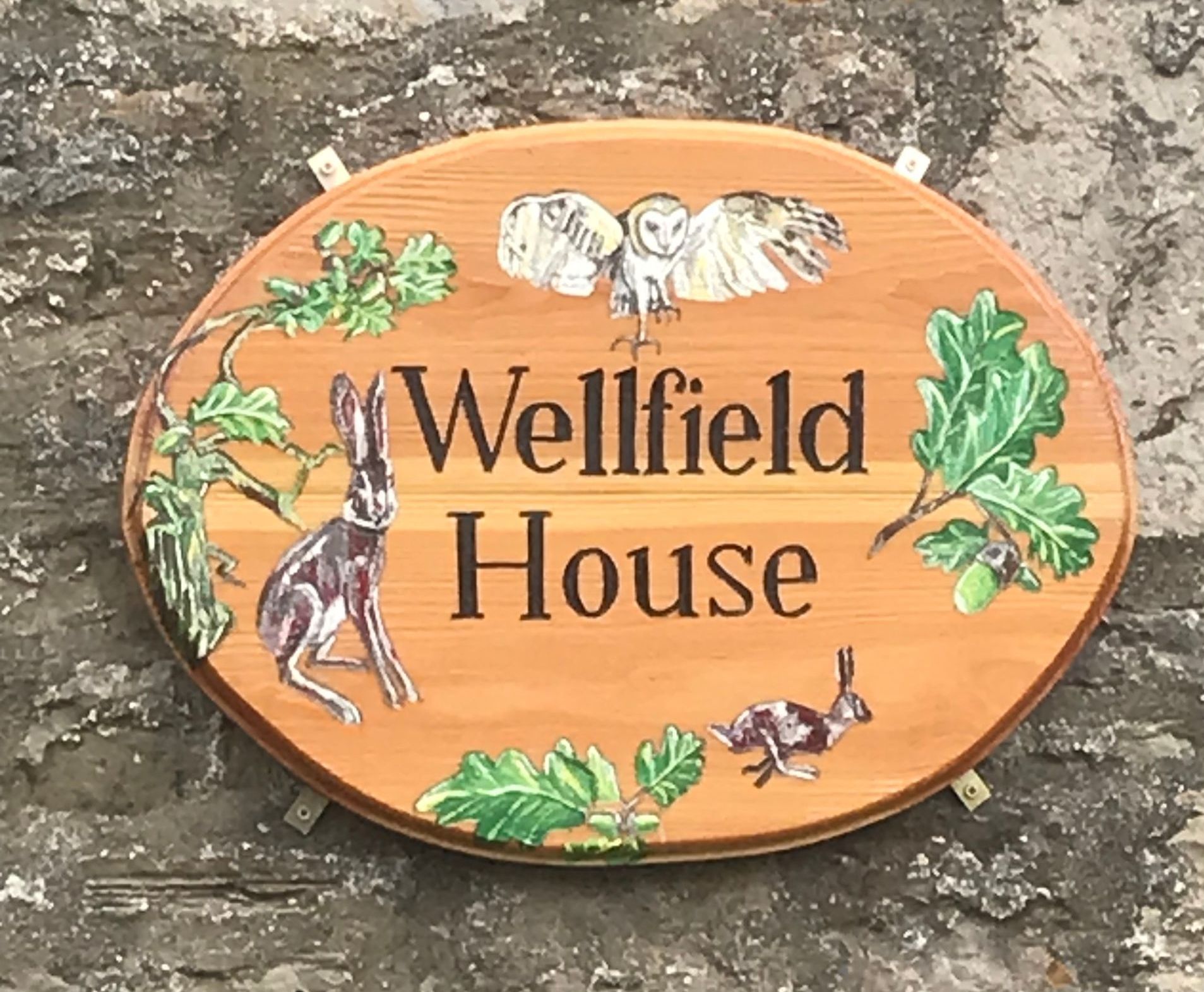 Personalised house sign decorated with wildlife by Ingrained Culture. 