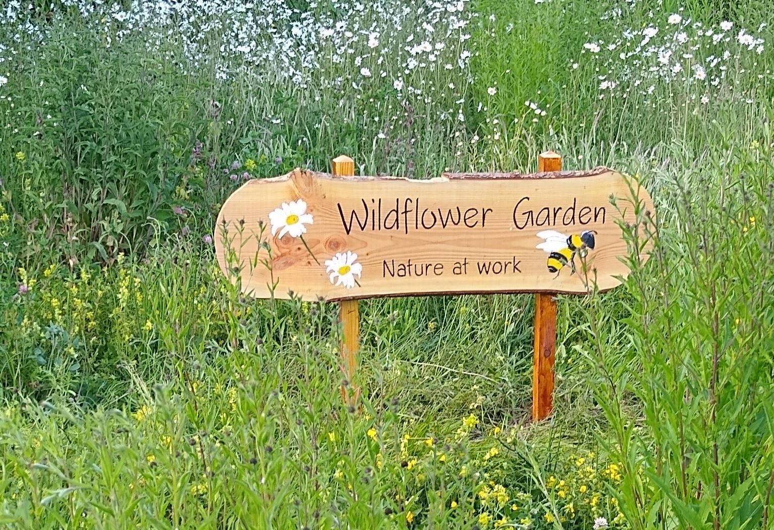 Handmade woden sign for Garden rewilding