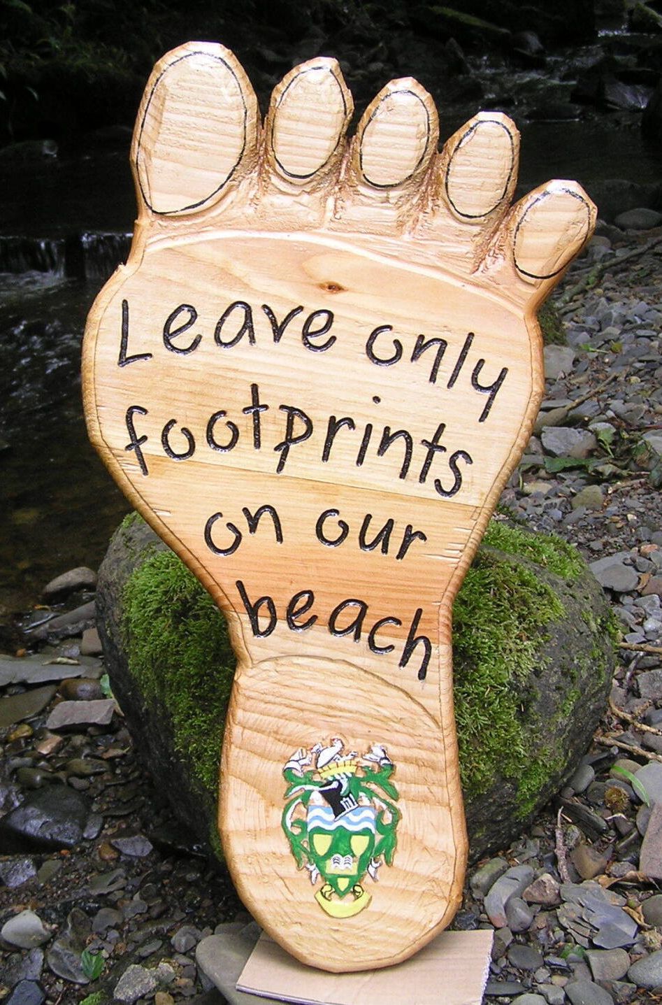Wooden Eco-sign for an anti-litter campaign made by Ingrained Culture