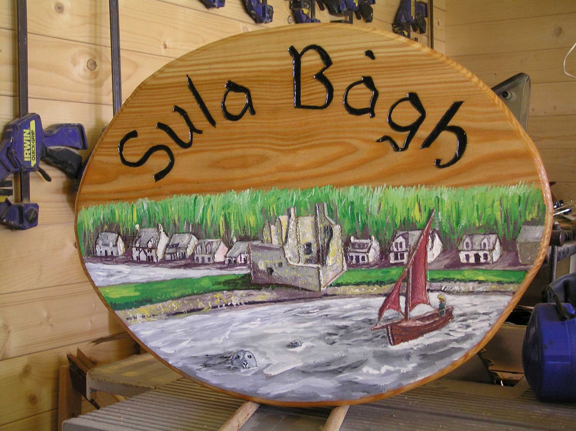 Hand painted marine scene wooden house name sign by Ingrained Culture 