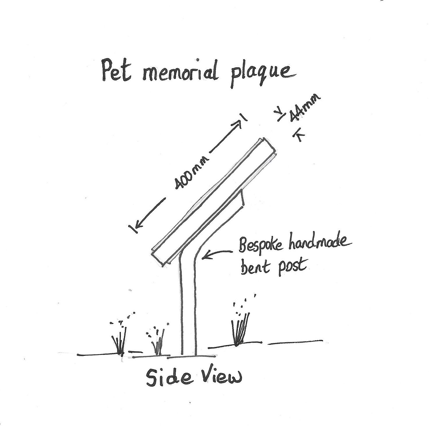 Design drawing of side view  of a Pet Memorial Plaque by Ingrained Culture