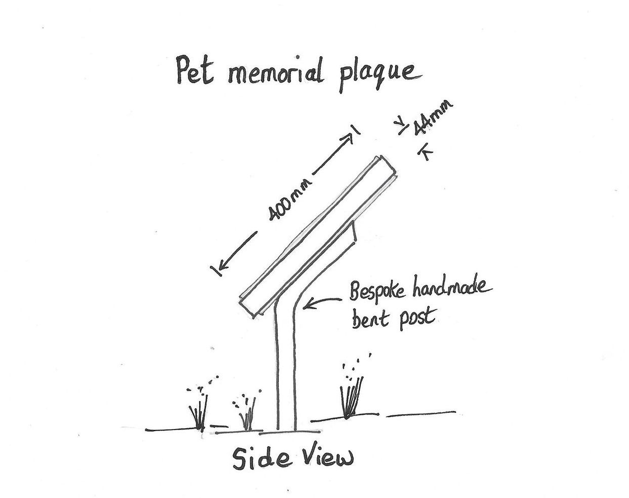 Design drawing of side view  of a Pet Memorial Plaque by Ingrained Culture