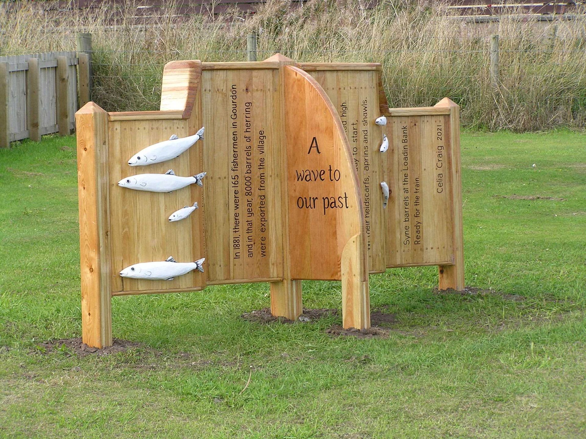 A contemporary public art sculpture made from sustainable wood made by Ingrained Culture.