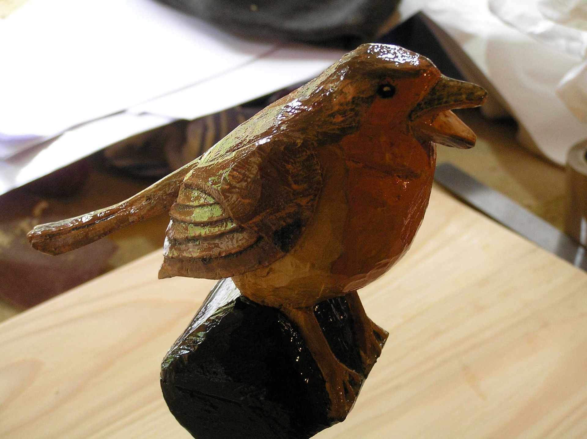 A hand carved Robin used for a private garden memorial and made by Ingrained Culture