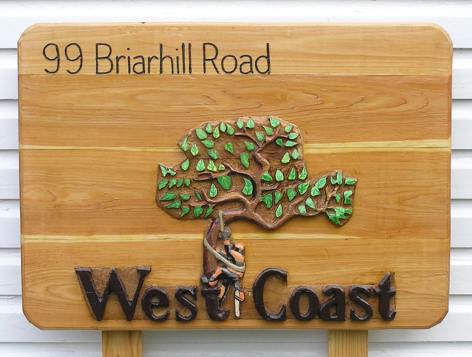 Hand carved wooden business Eco-sign UK