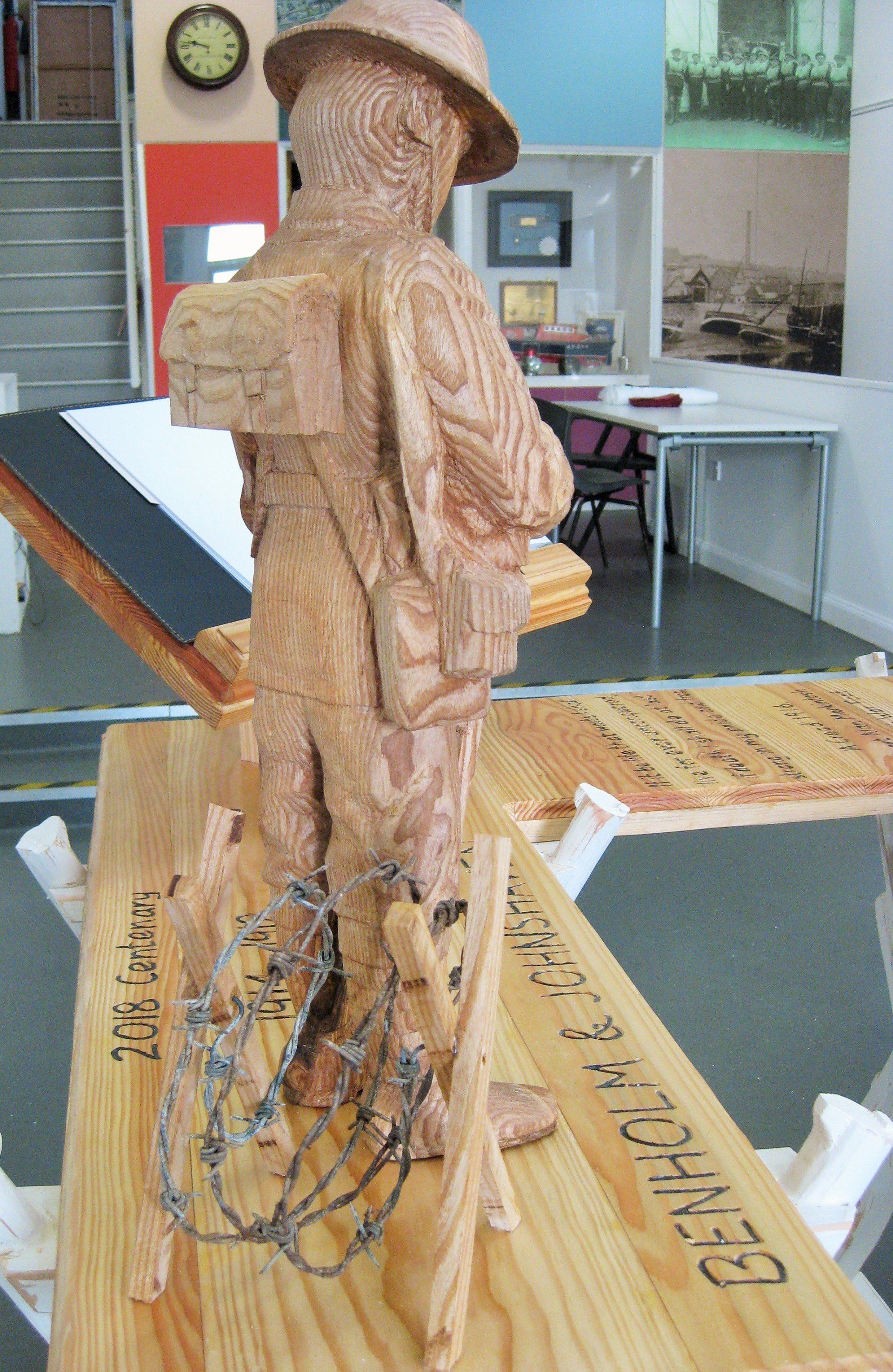Handmade British wooden war memorial