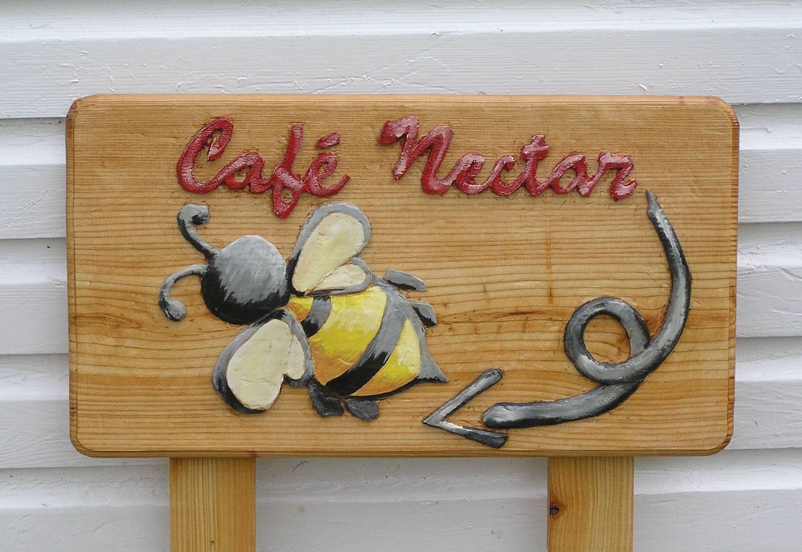 Hand Carved Eco-friendly Cafe Sign made by Ingrained Culture