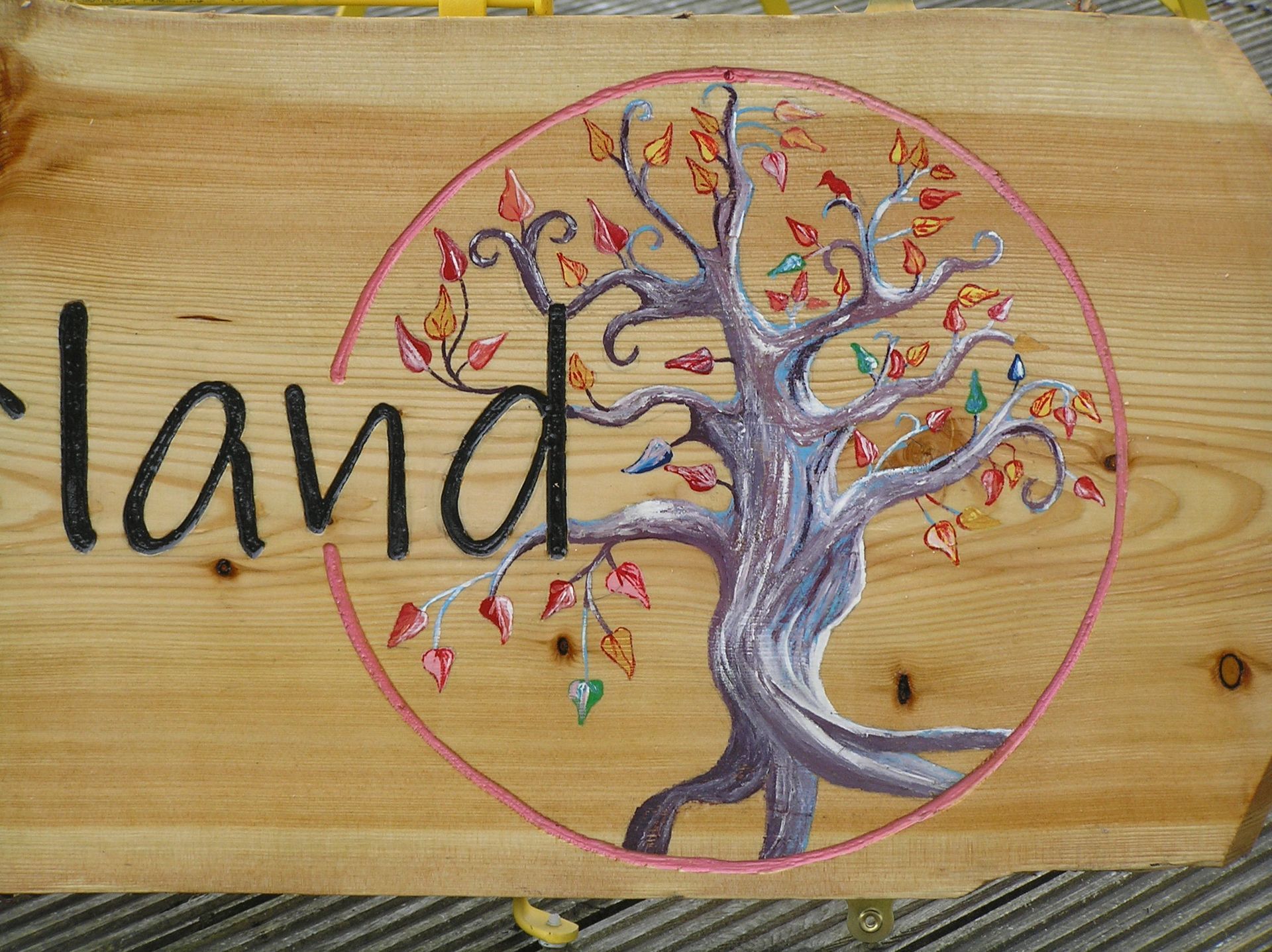 Image of a tree of life on a sustainable British house name sign by Ingrained Culture.