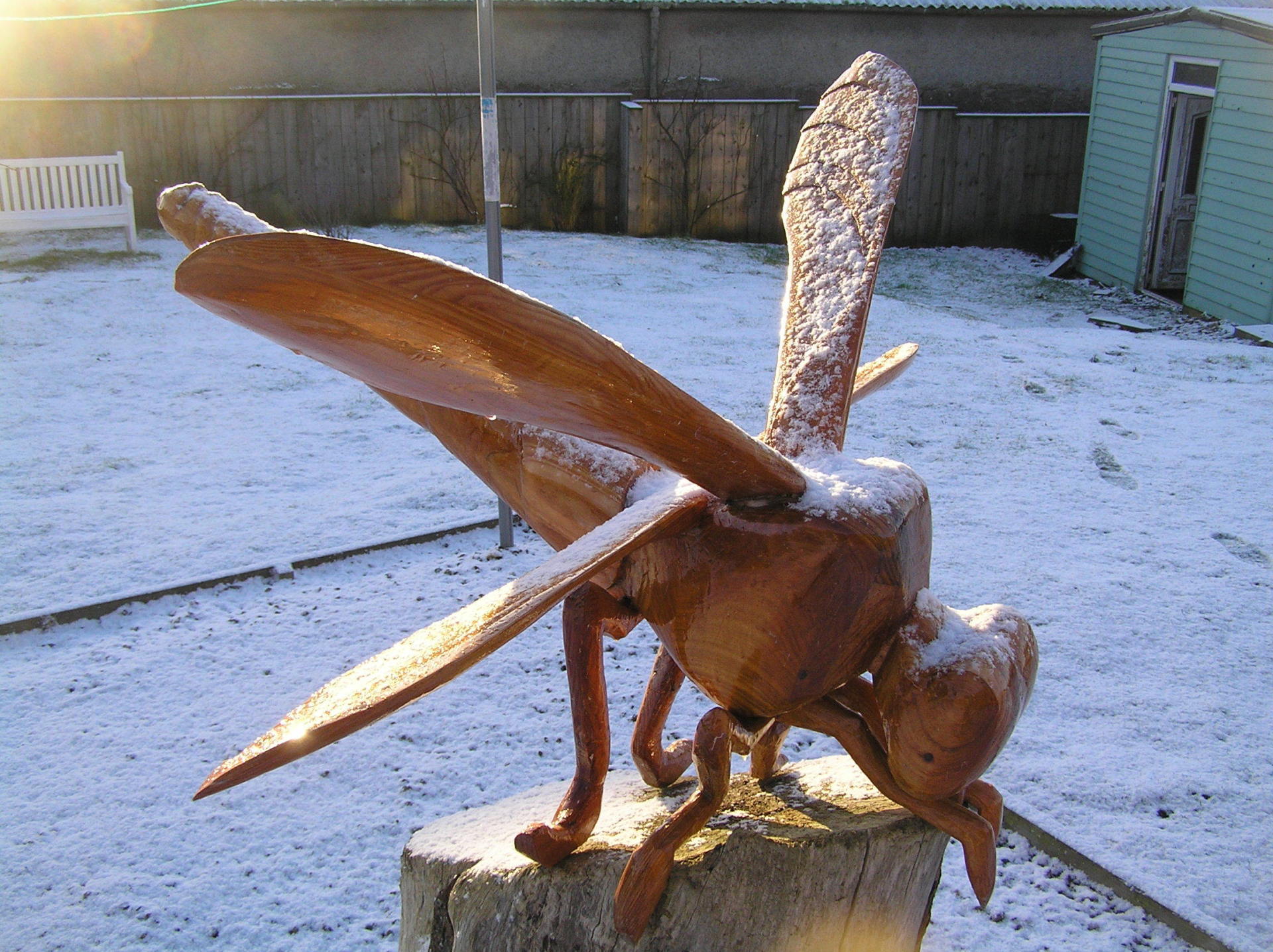 wooden garden sculpture made in the UK