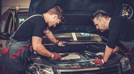 Two Mechanics working on engine — Auto Repair in Rockhampton, QLD