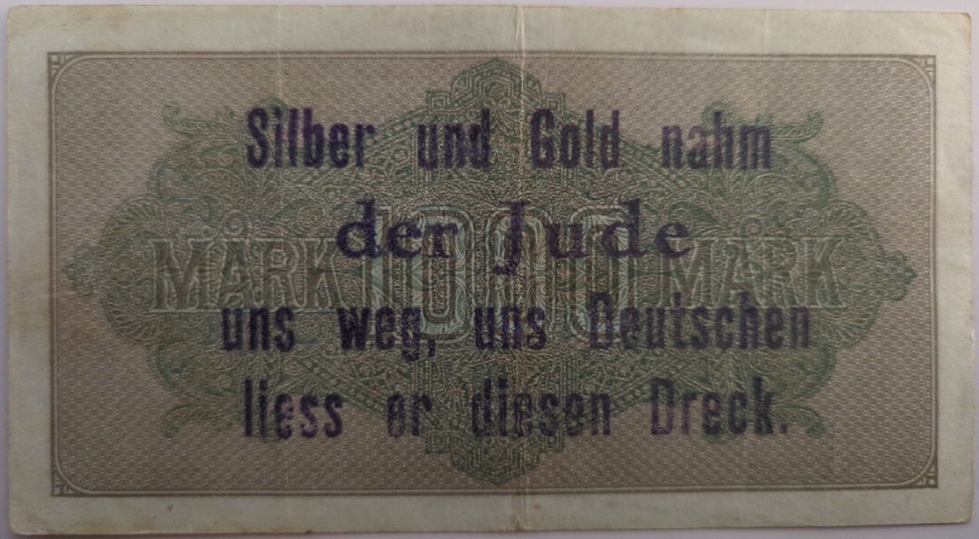 1000 Mark propagandabiljet met antisemitische overdruk