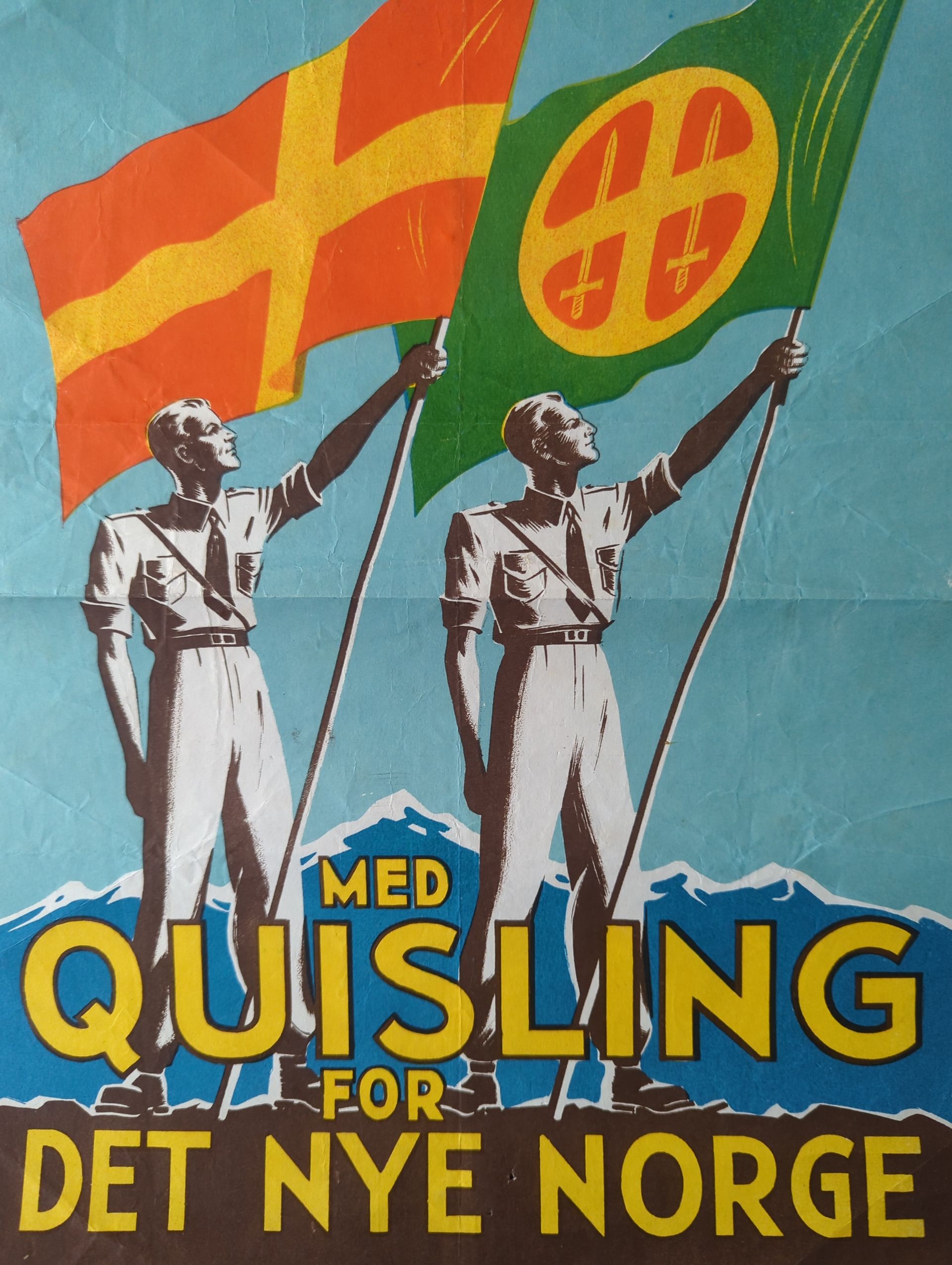Noorse NS propaganda poster “Med Quisling for det nye Norge”