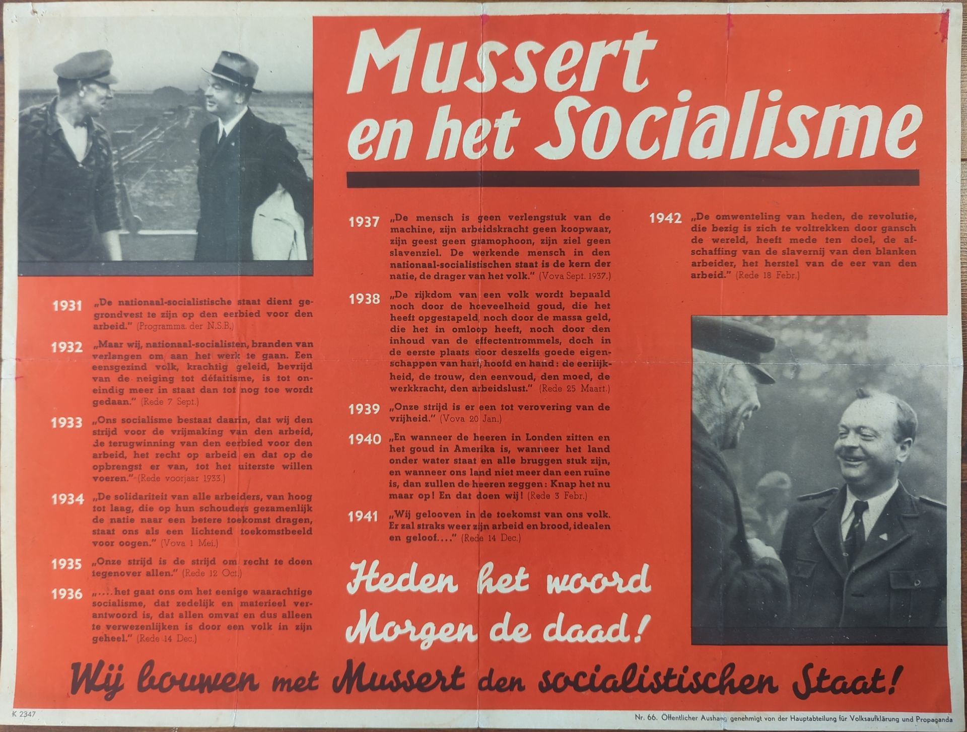 NSB poster Mussert en het socialisme