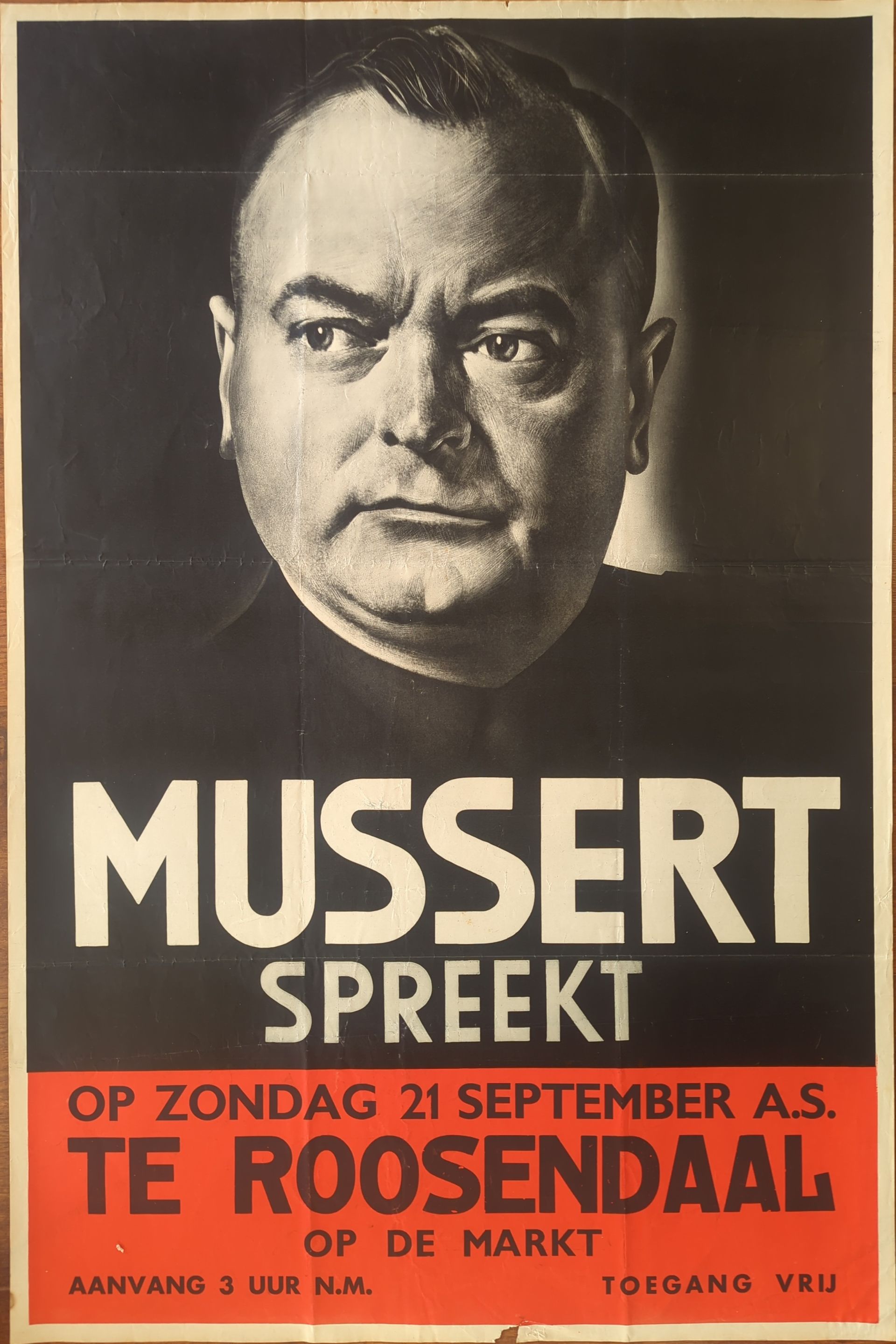 NSB poster Mussert spreekt te Roosendaal