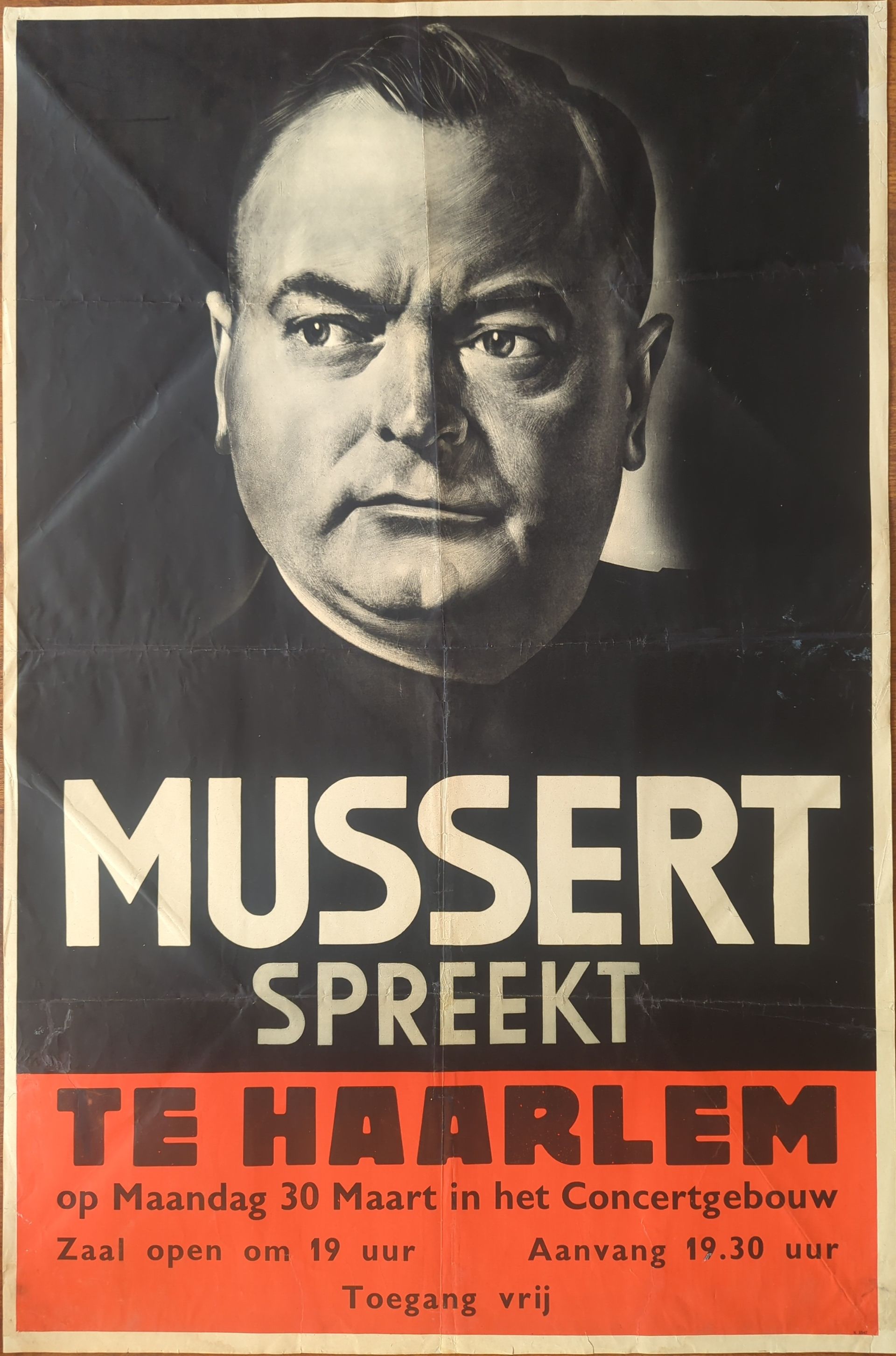 NSB poster Mussert spreekt te Haarlem