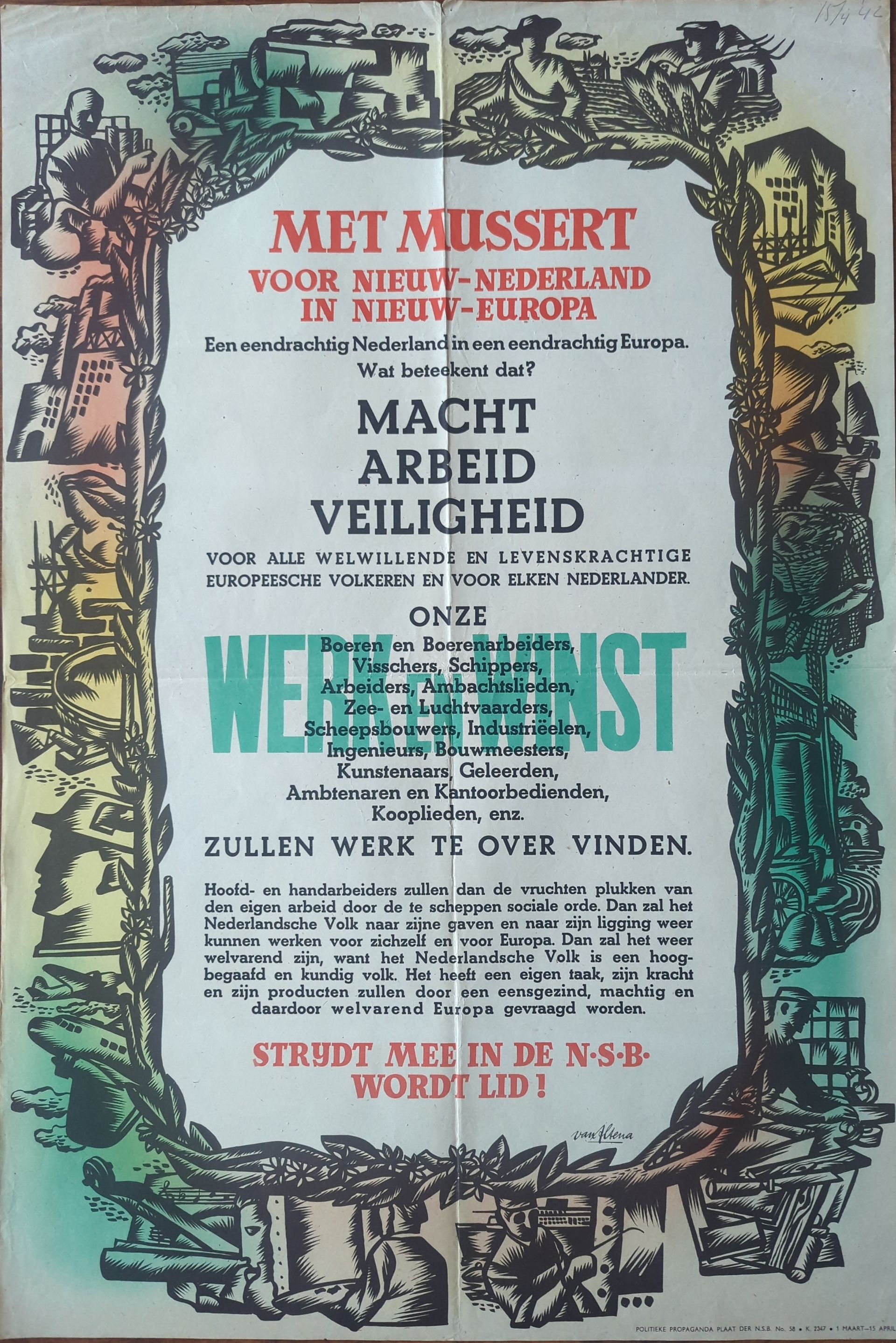 NSB poster Politieke propaganda plaat der NSB no 58
