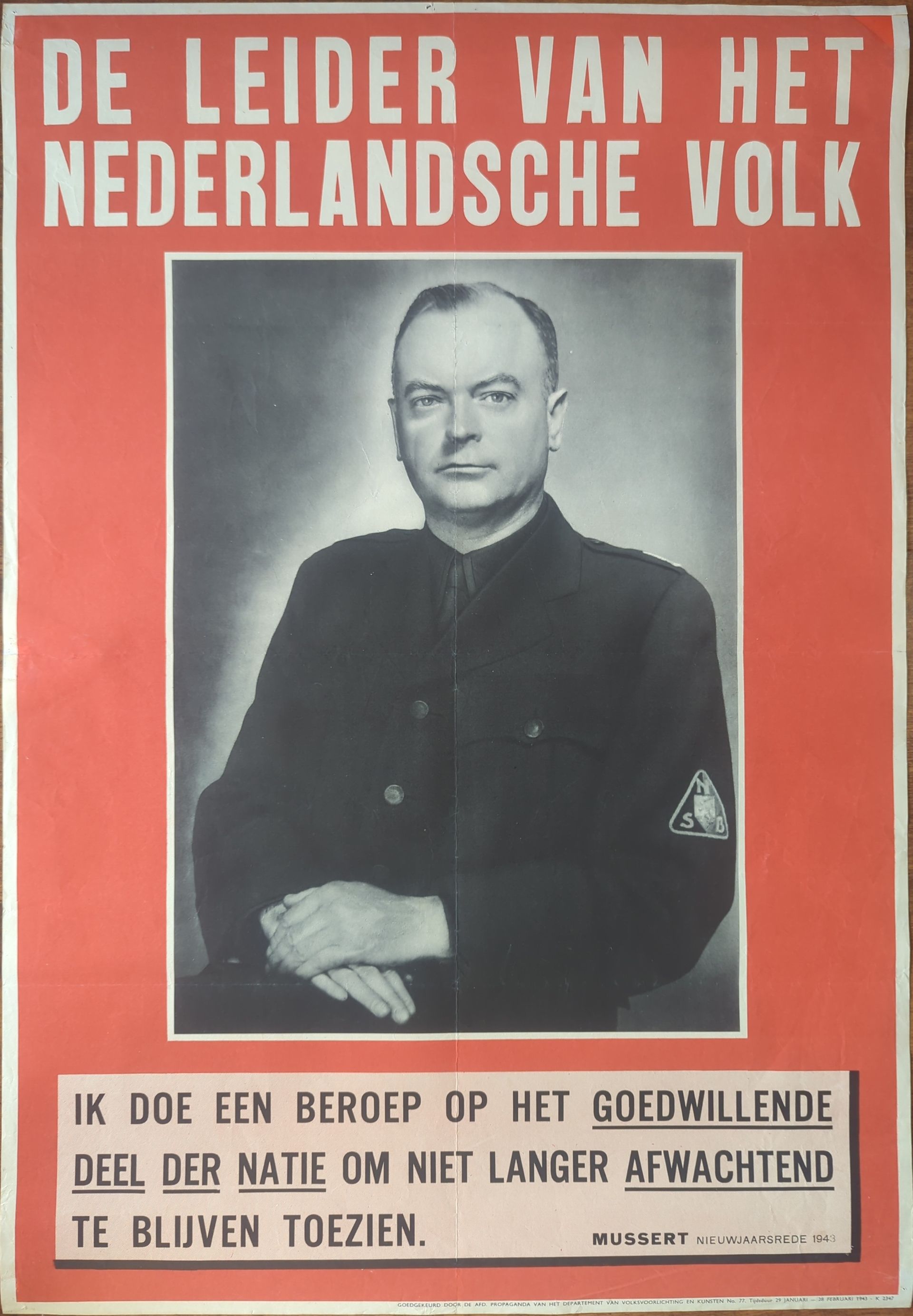 NSB poster Musser De Leider van het Nederlandsche Volk