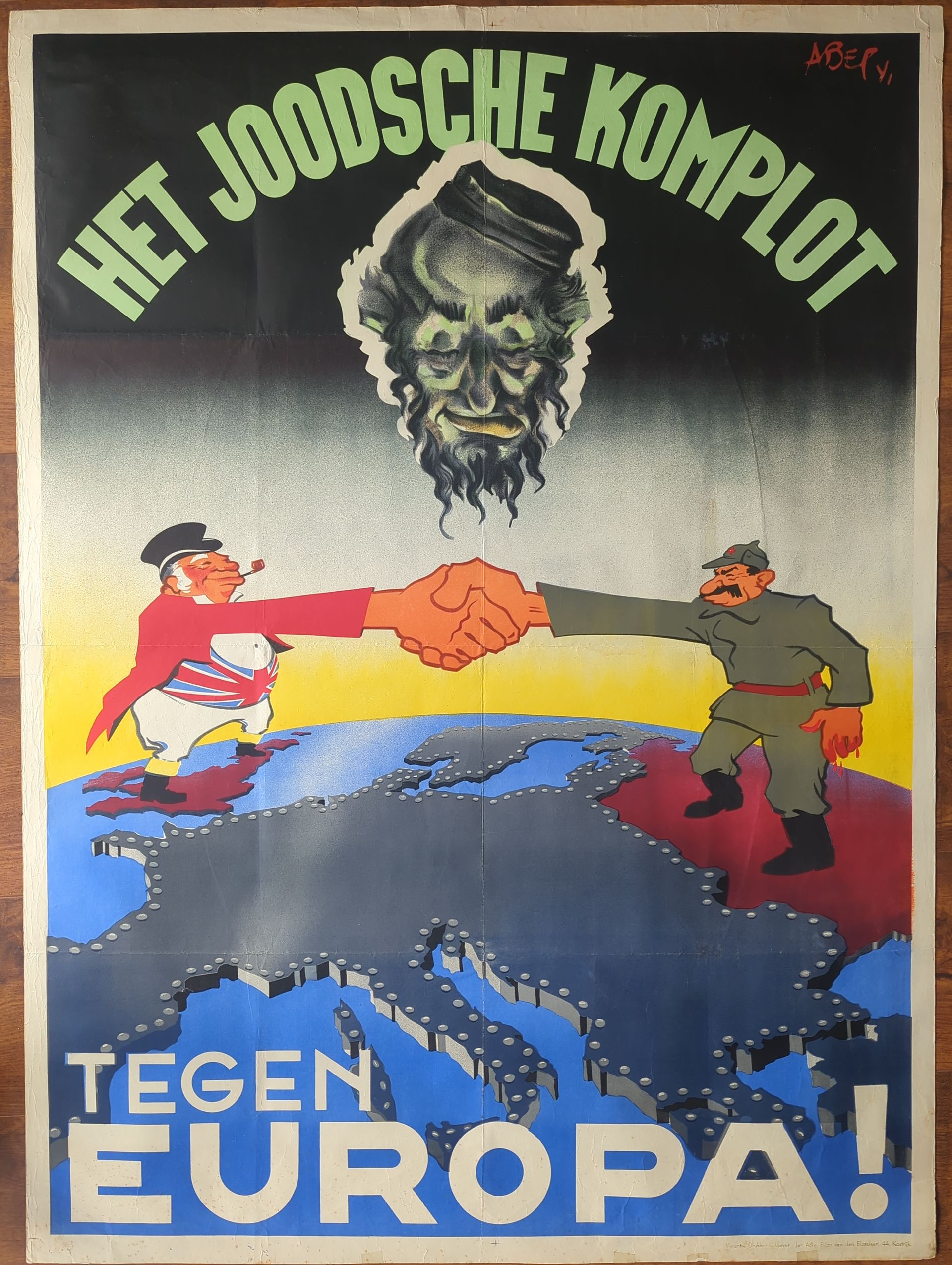 WOII propagandaposter kopen – Het Joodsche Komplot tegen Europa, België 1941–42
