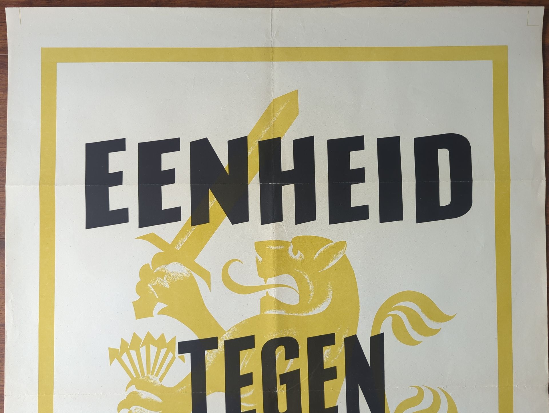WW2 propagandaposter Eenheid tegen Bolsjewisme, Nederland 1941–42, origineel exemplaar manche