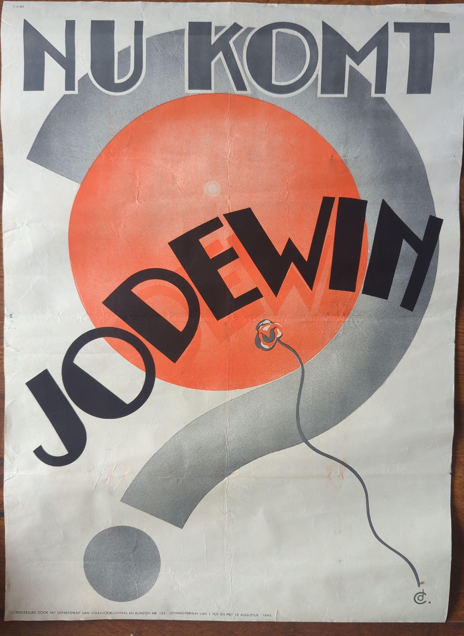 Set van 2 WW2 antisemitische propagandaposters: Nu komt Jodewin & Dit is Jodewin, Nederland 1943, origineel exemplaar