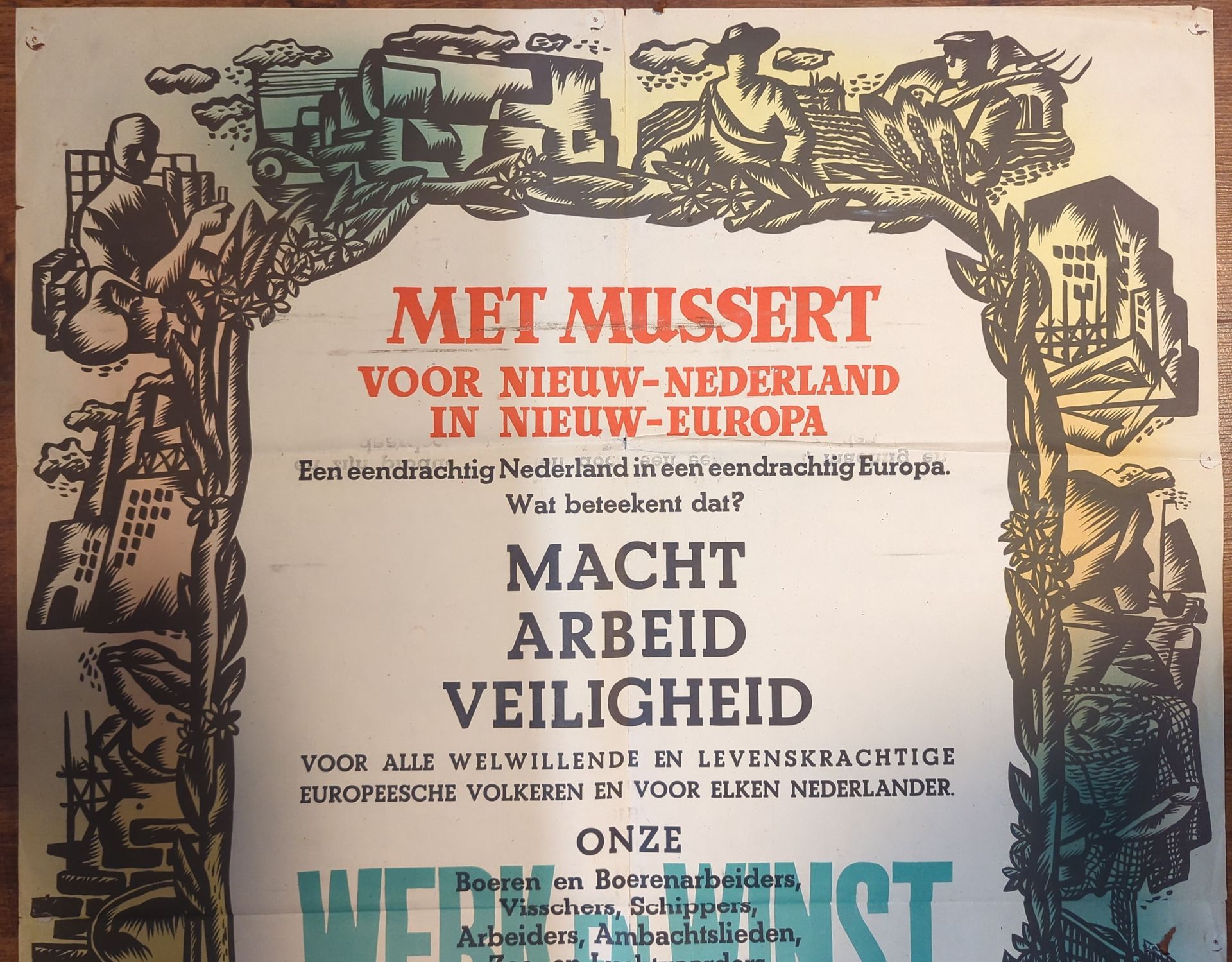 WW2 NSB-propagandaposter Politieke propaganda plaat no. 58, Nederland, origineel exemplaar