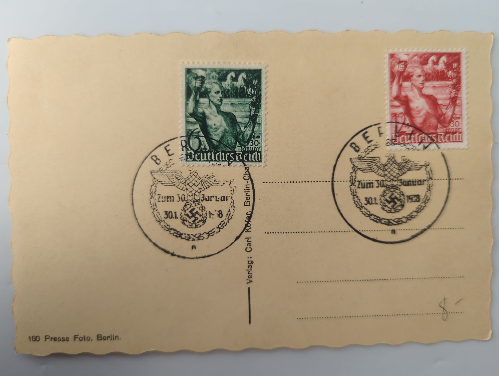 postkaart fotoafruk van Adolf Hitler in uniform