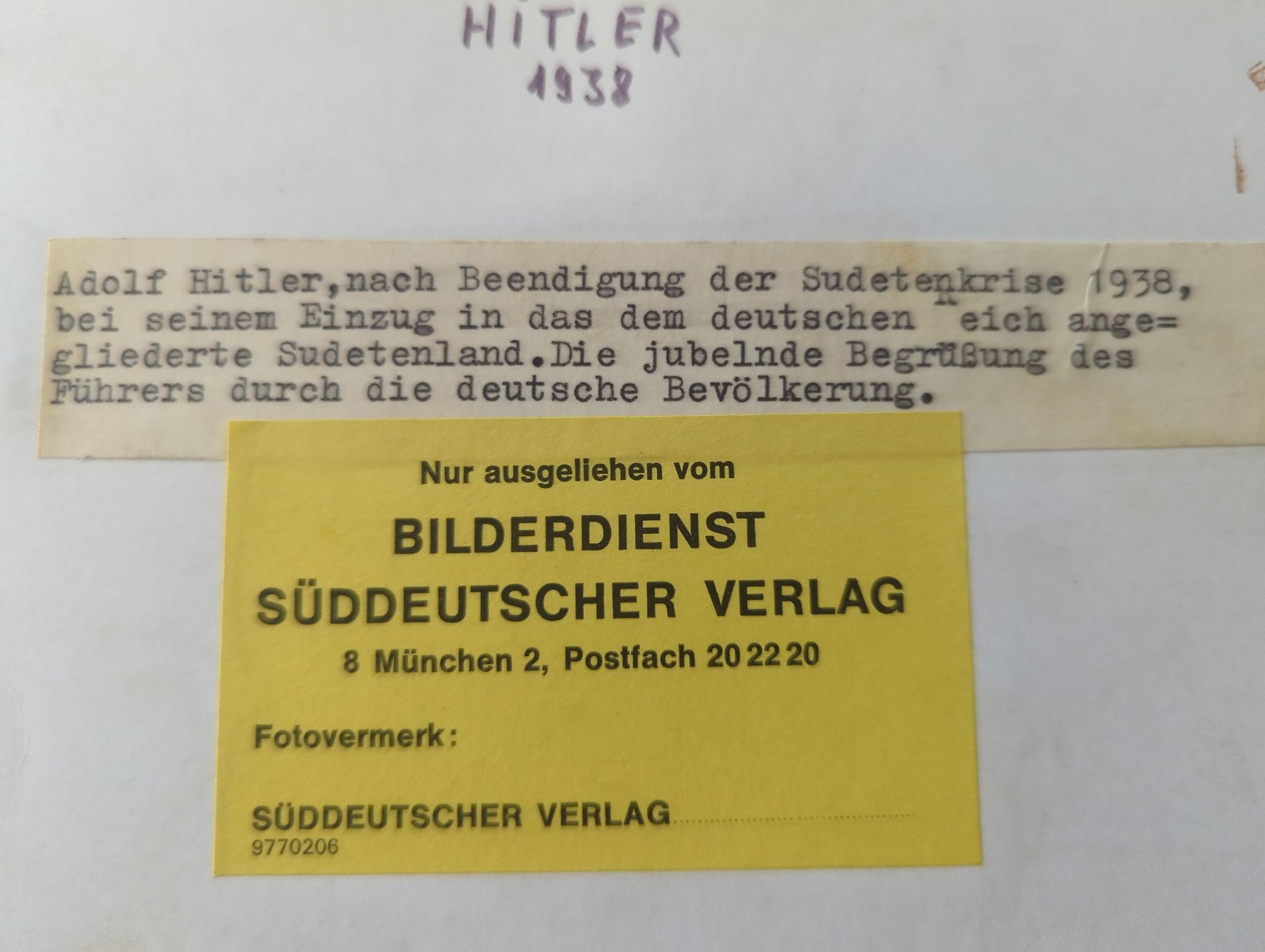 Originele persfoto – Intocht in het Sudetenland, 1938 (Süddeutscher Verlag)