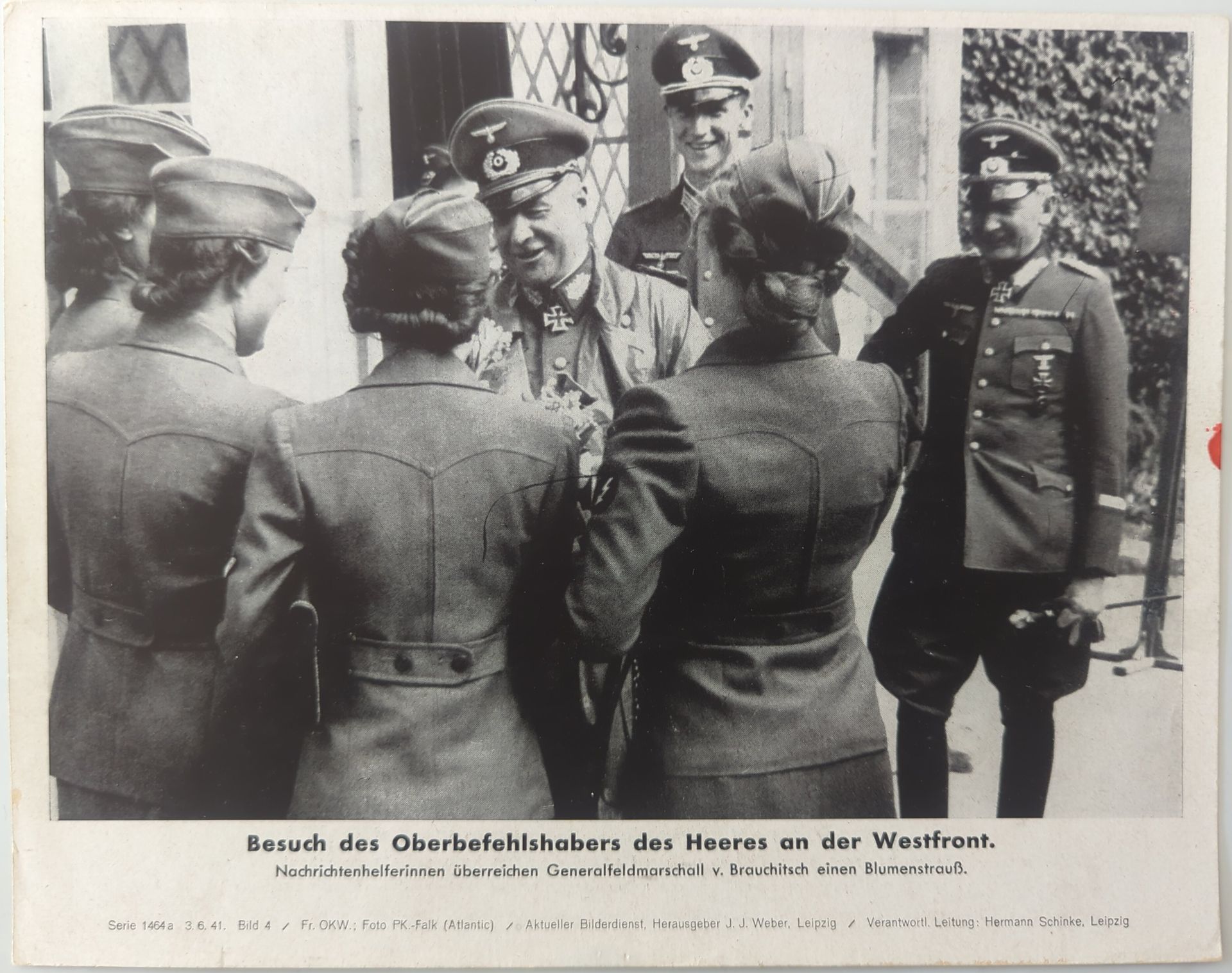 Originele gedrukte fotoafbeelding – „Besuch des Oberbefehlshabers des Heeres an der Westfront“ (1941)