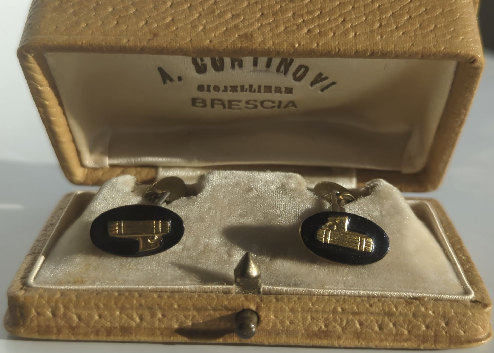 Fascistische Manchetknopen A. Cortinovi Gioielliere  Brescia in originele juwelierdoos