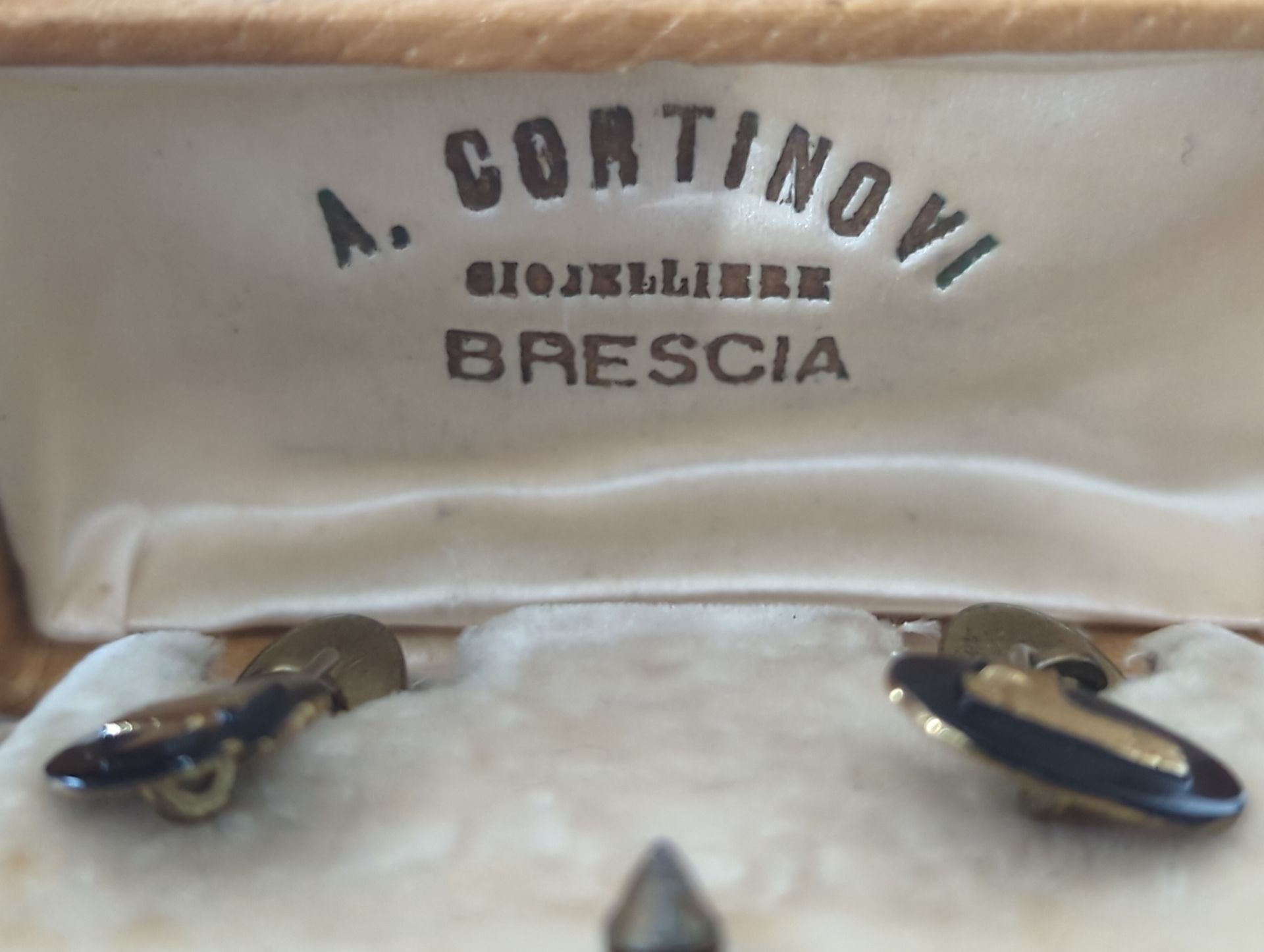 Fascistische Manchetknopen A. Cortinovi Gioielliere  Brescia in originele juwelierdoos