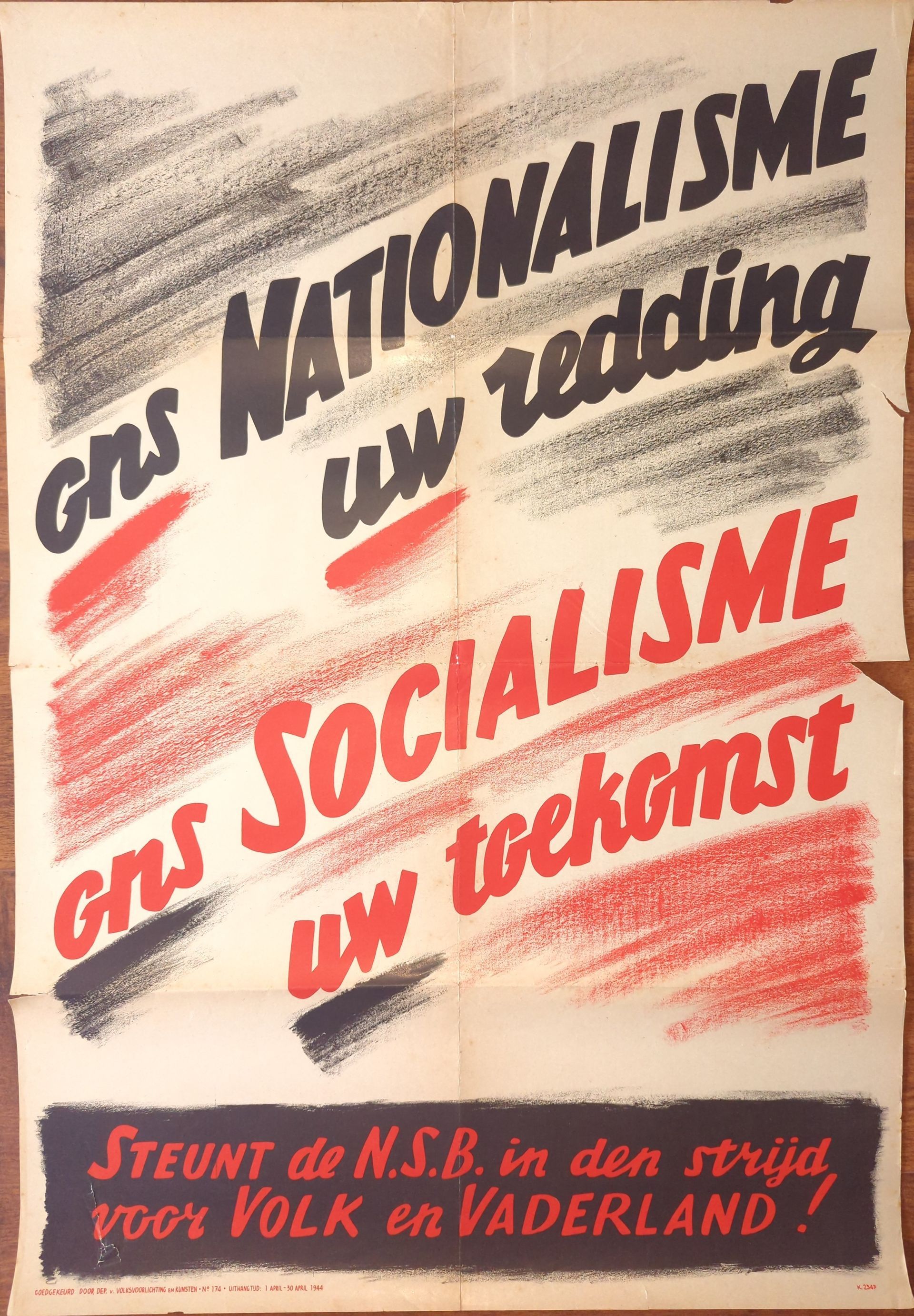NSB Propagandaposter 1944 – Ons Nationalisme, Ons Socialisme