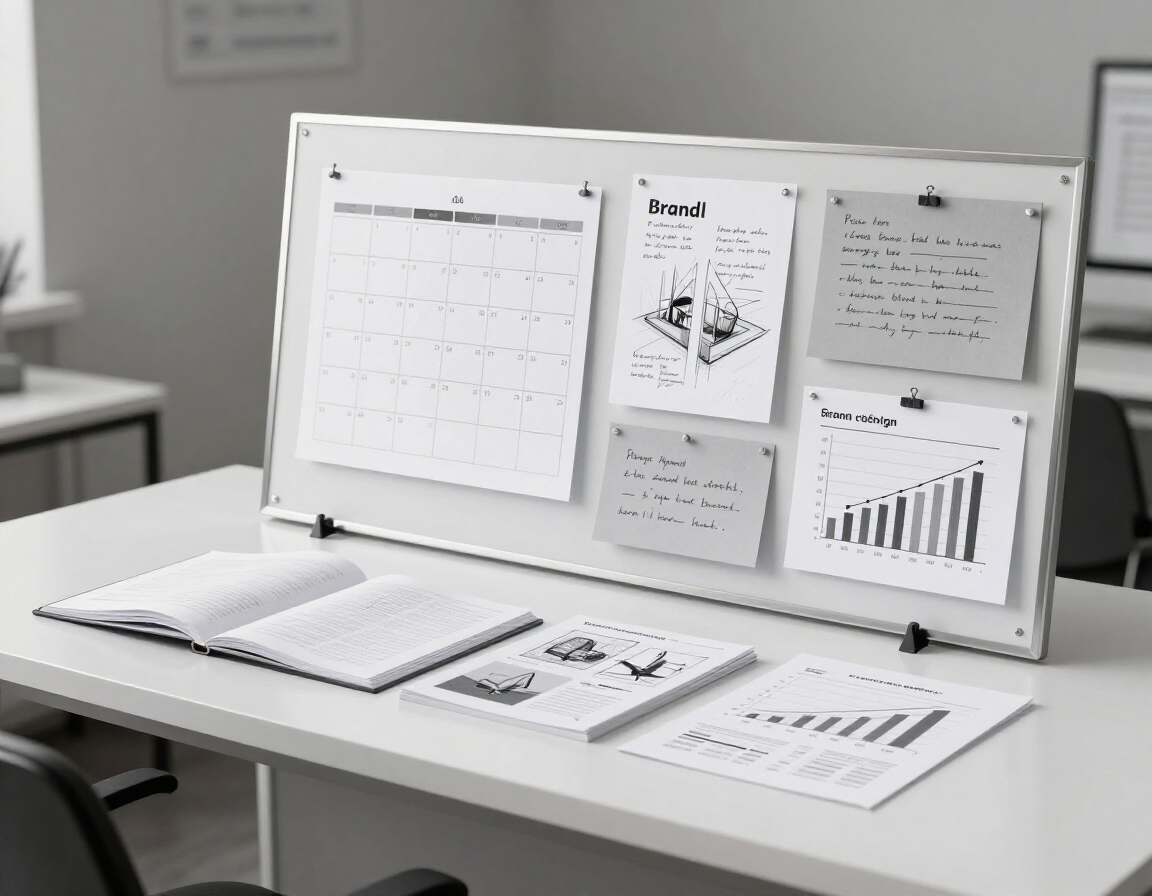 Marketing campaign planning materials arranged in a modern workspace