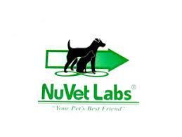 the logo for nuvet labs shows a dog and a cat standing next to each other .