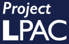 The logo for project lpac is white on a blue background.