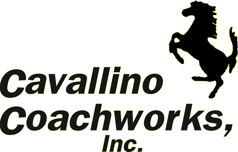 Cavallino Coachworks, Inc. logo with a black rearing horse silhouette over the text.