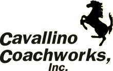 Cavallino Coachworks, Inc. logo with a black rearing horse silhouette over the text.