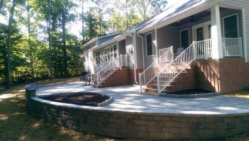 Raised patio with retaining walls — Richmond, VA — Land Designs LLC