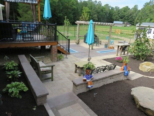 Paver patio with new sitting walls — Richmond, VA — Land Designs LLC